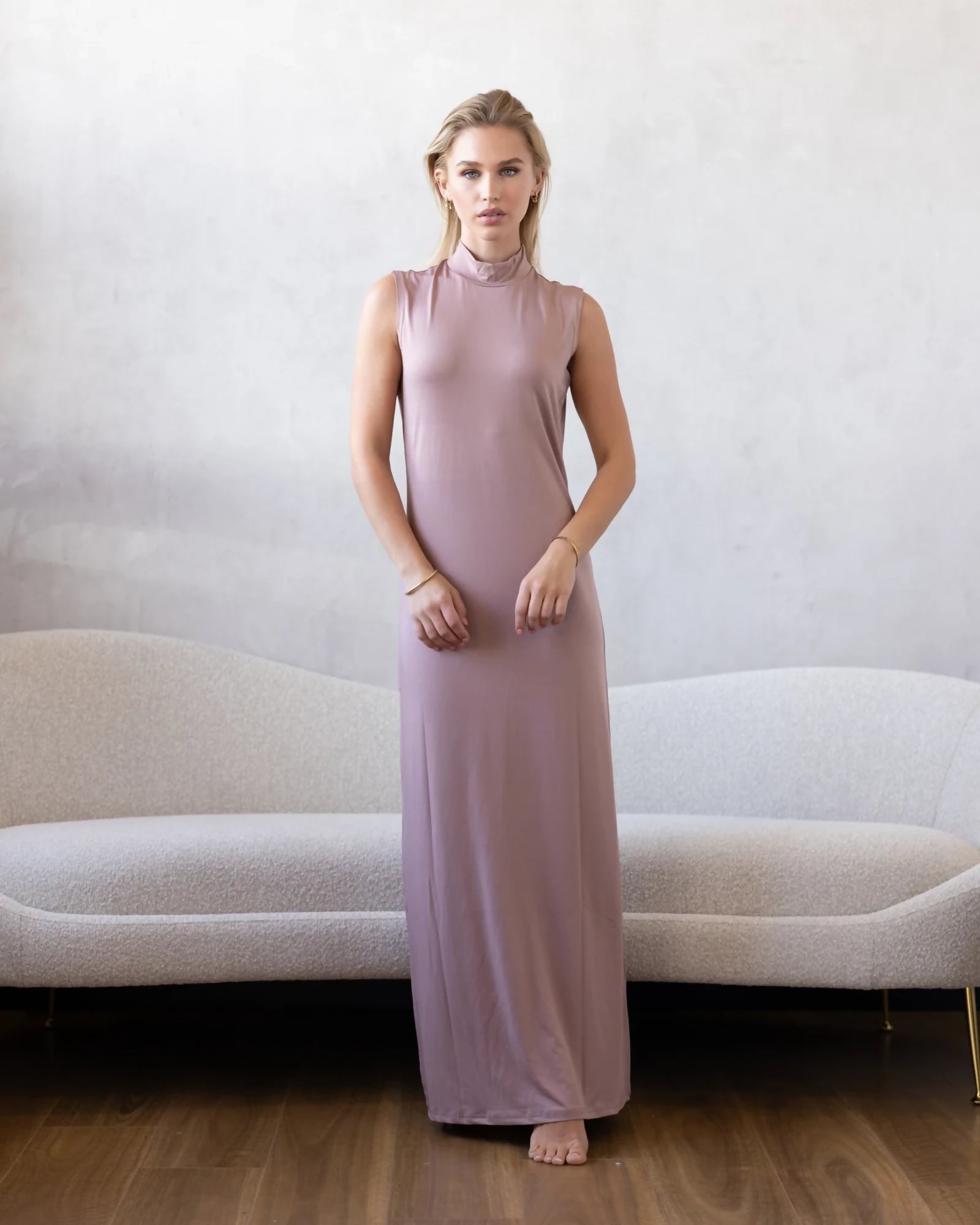 Luxe Sleeveless Slip Dress Berry ms1