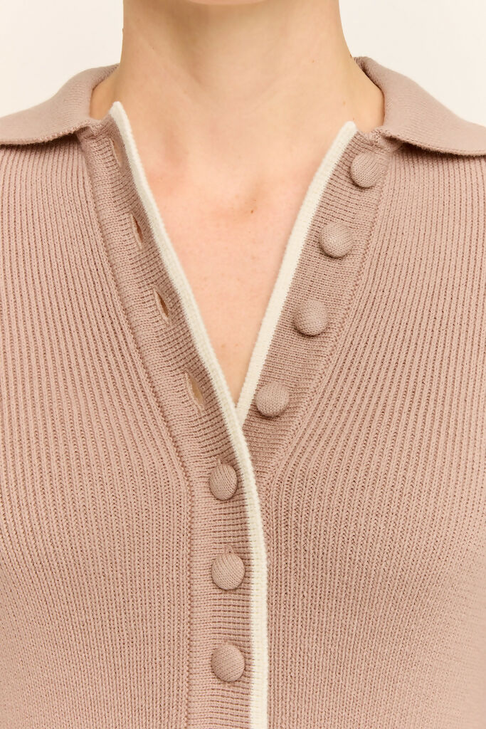 Daphne Long Sleeve Knit Midaxi Dress Taupe