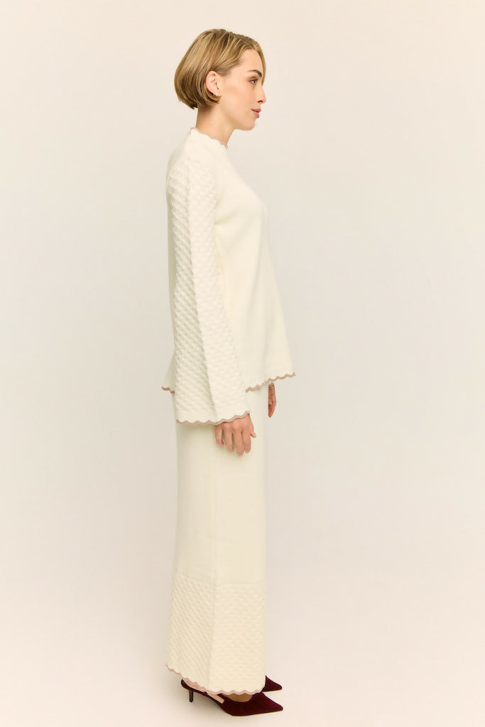 Jasmine Scallop Knit Nursing Sweater Buttercream