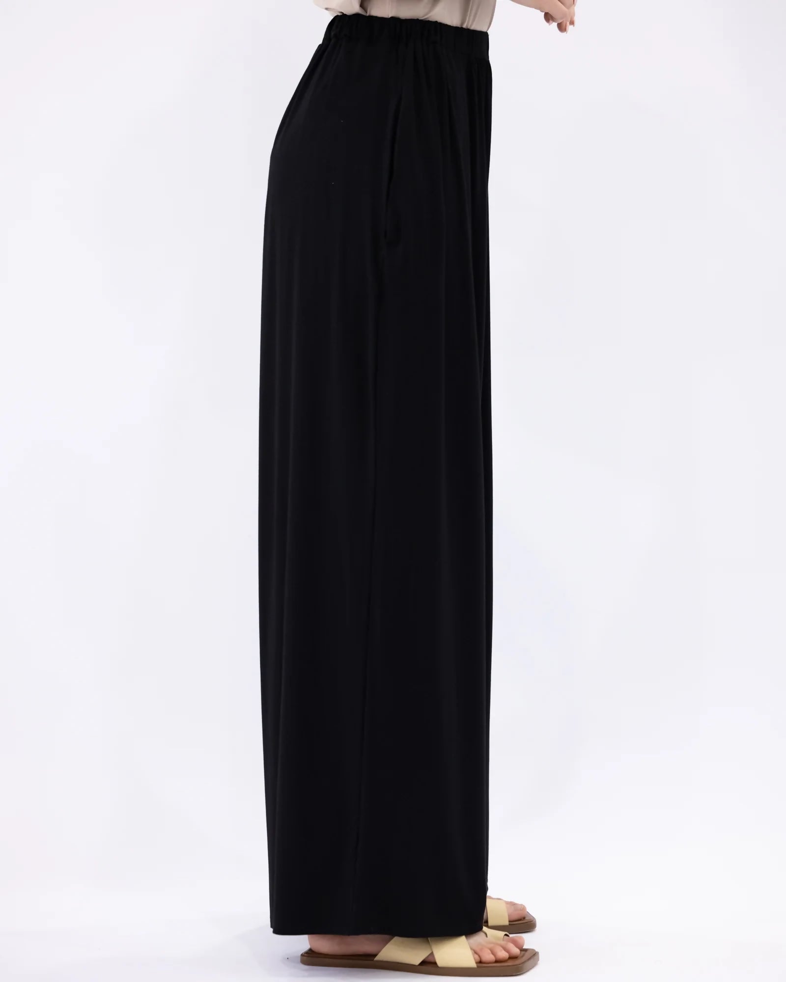 JERSEY PALAZZO PANTS BLACK