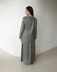 Asymmetrical Linen Skirt Set - Sage