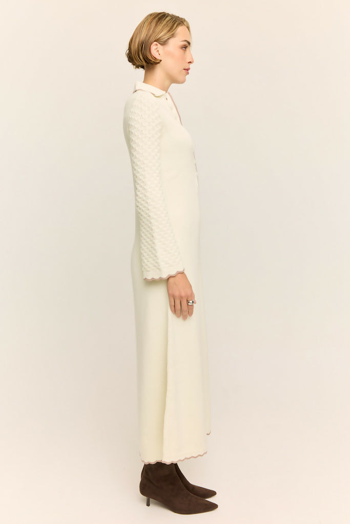 Daphne Long Sleeve Knit Midaxi Dress Buttercream