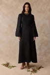 Daffodil Linen Maxi Nursing Dress - Black