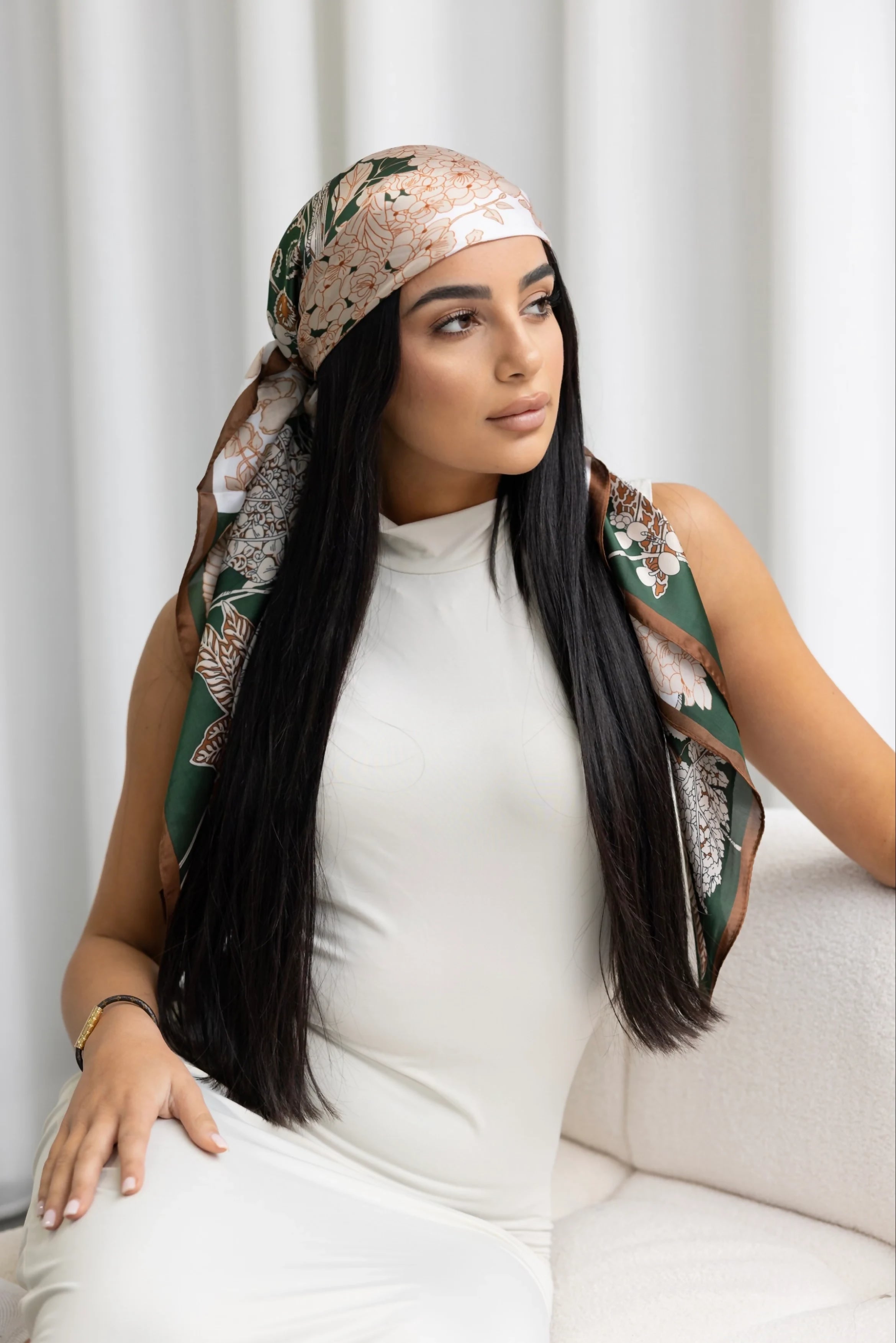 PRINTED SILK BLEND SQUARE SCARF - DUBAI