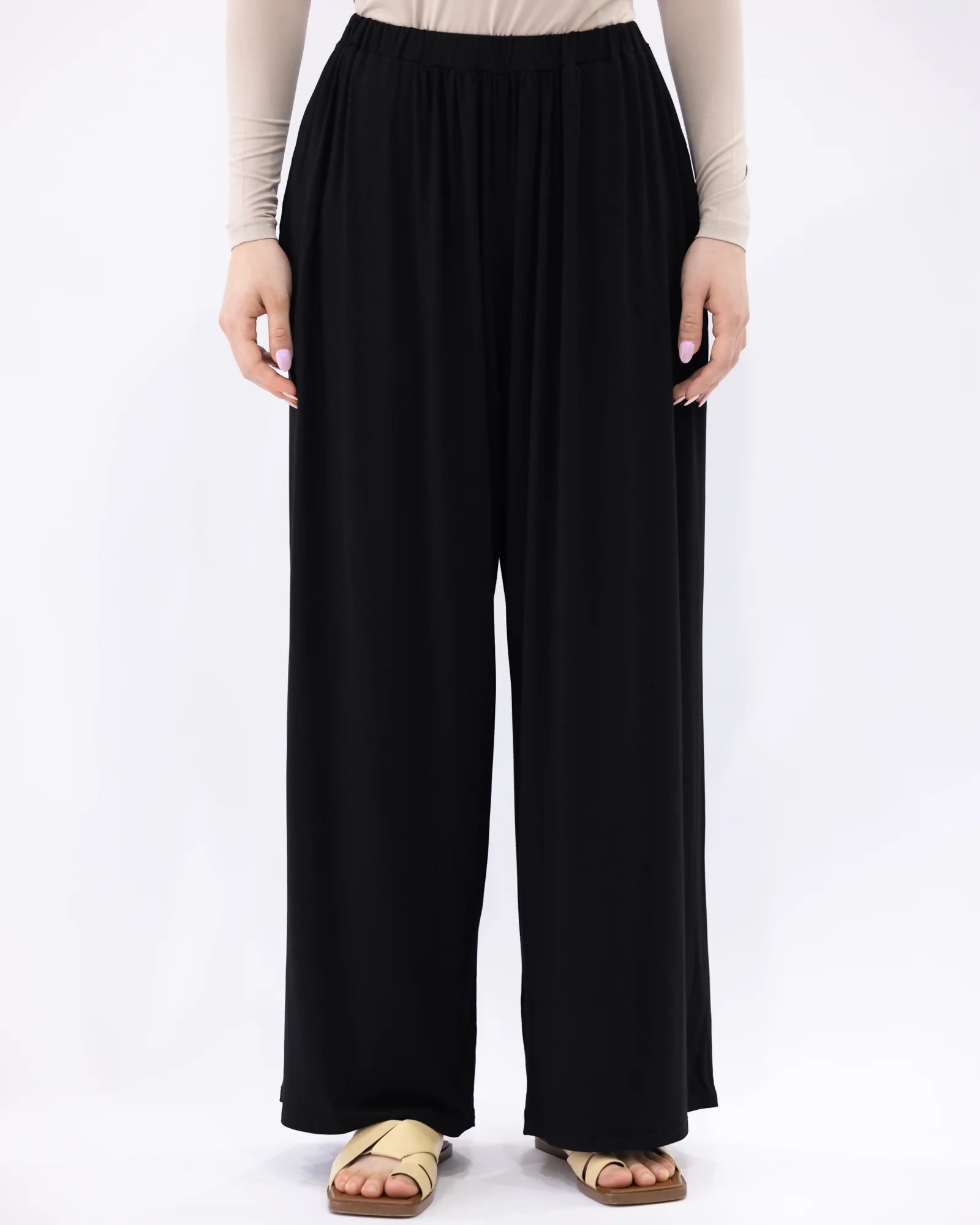 JERSEY PALAZZO PANTS BLACK