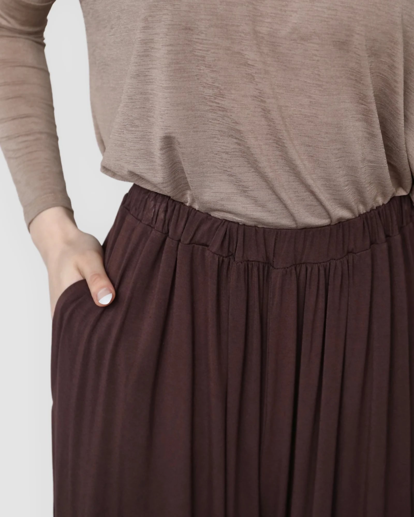 JERSEY PALAZZO PANTS CHOC