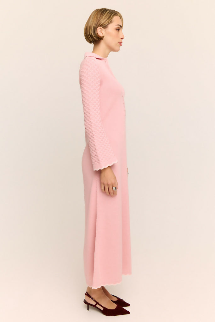 Daphne Long Sleeve Knit Midaxi Dress Sakura Pink